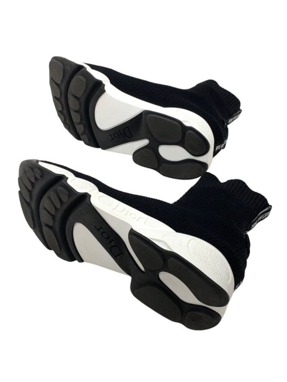Christian Dior Sneakers Socks Shoes Logo Fabric Black - Picture 7 of 11
